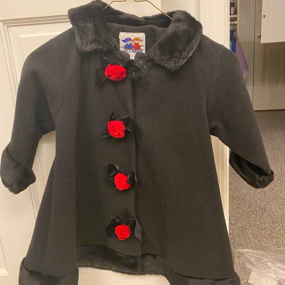 Pete’s Partner Black Coat w/ Red Flowers - 3T
